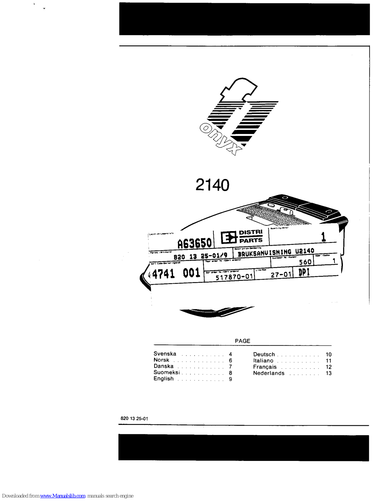 VOLTA F1 Onyx 2140 User Manual