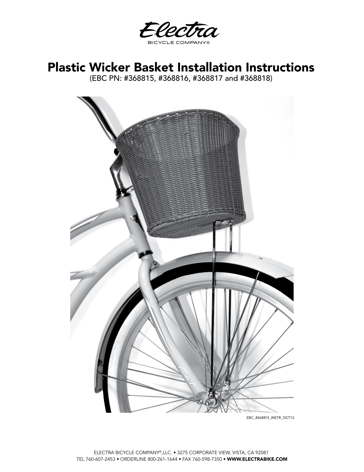 Electra Plastic Wicker Basket User Manual