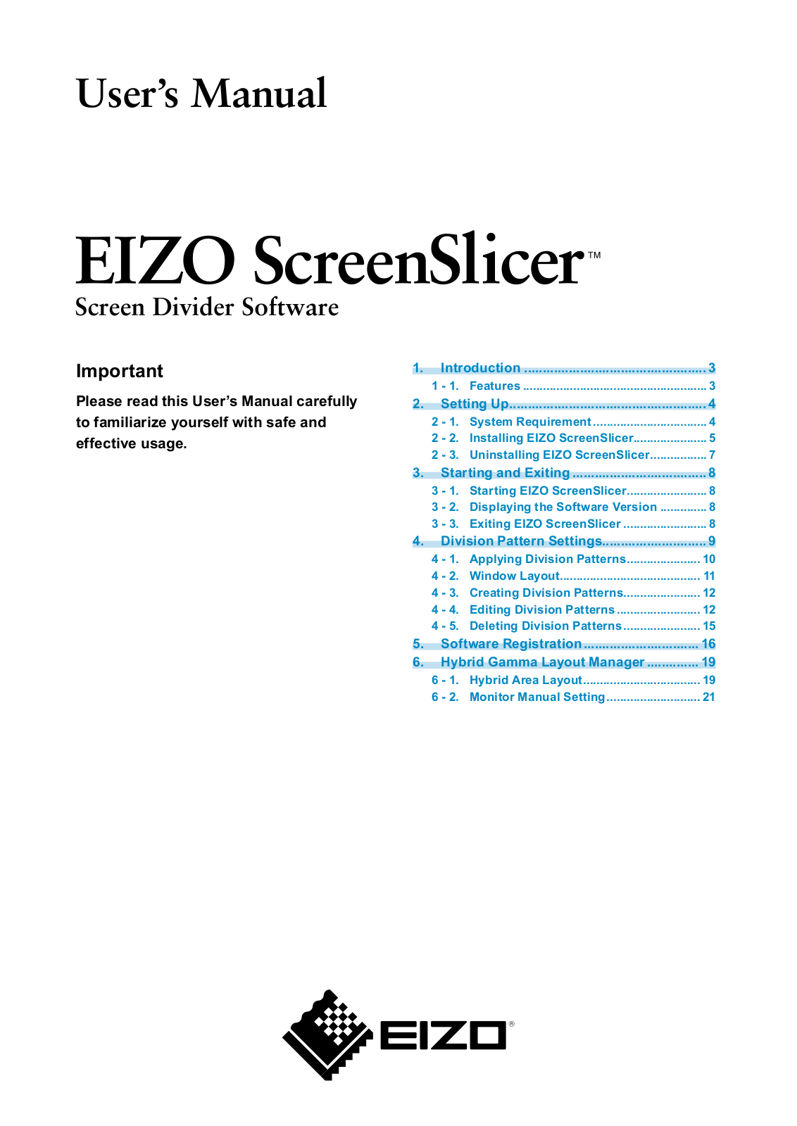 EIZO ScreenSlicer User Guide