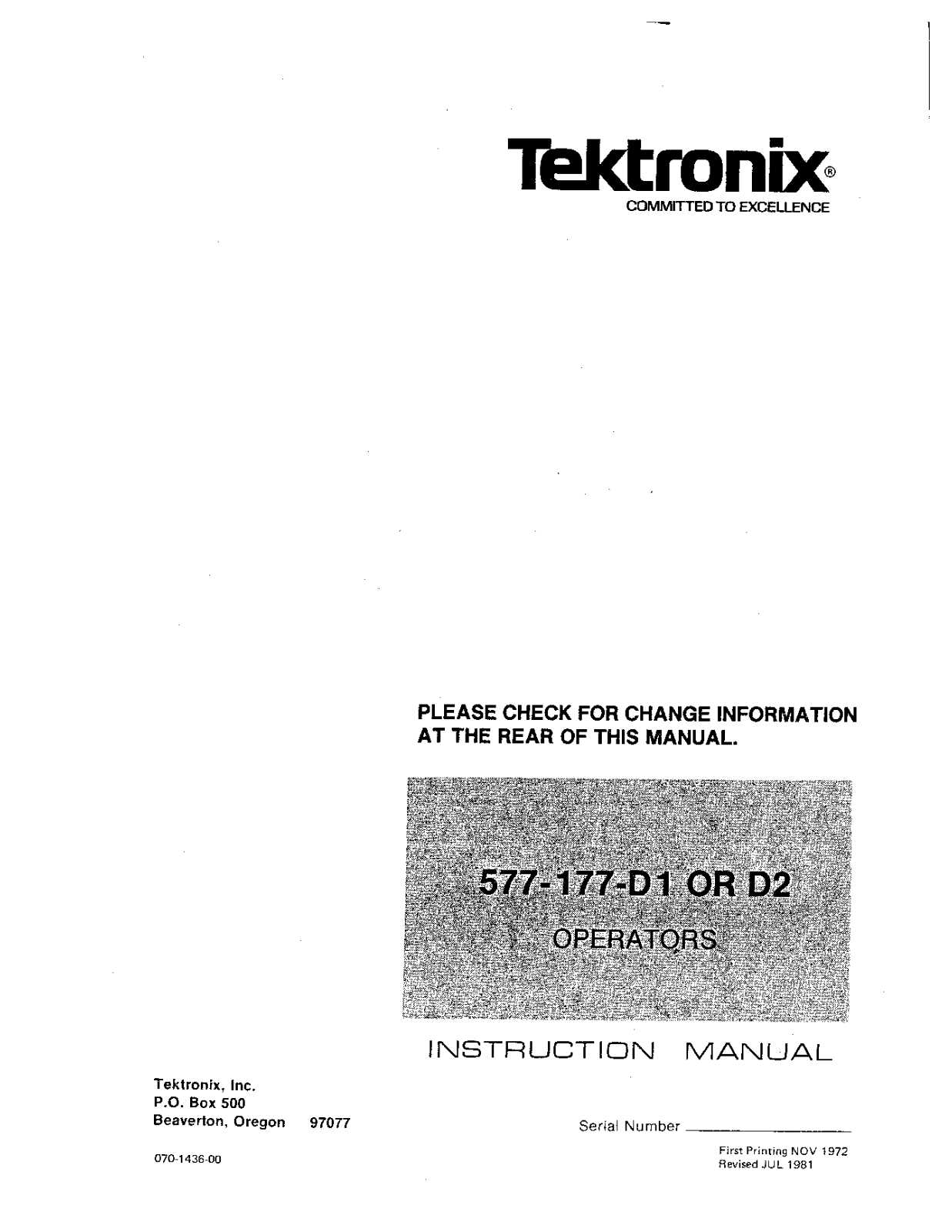 Tektronix 577-177 D2, 577-177 D1 Service manual