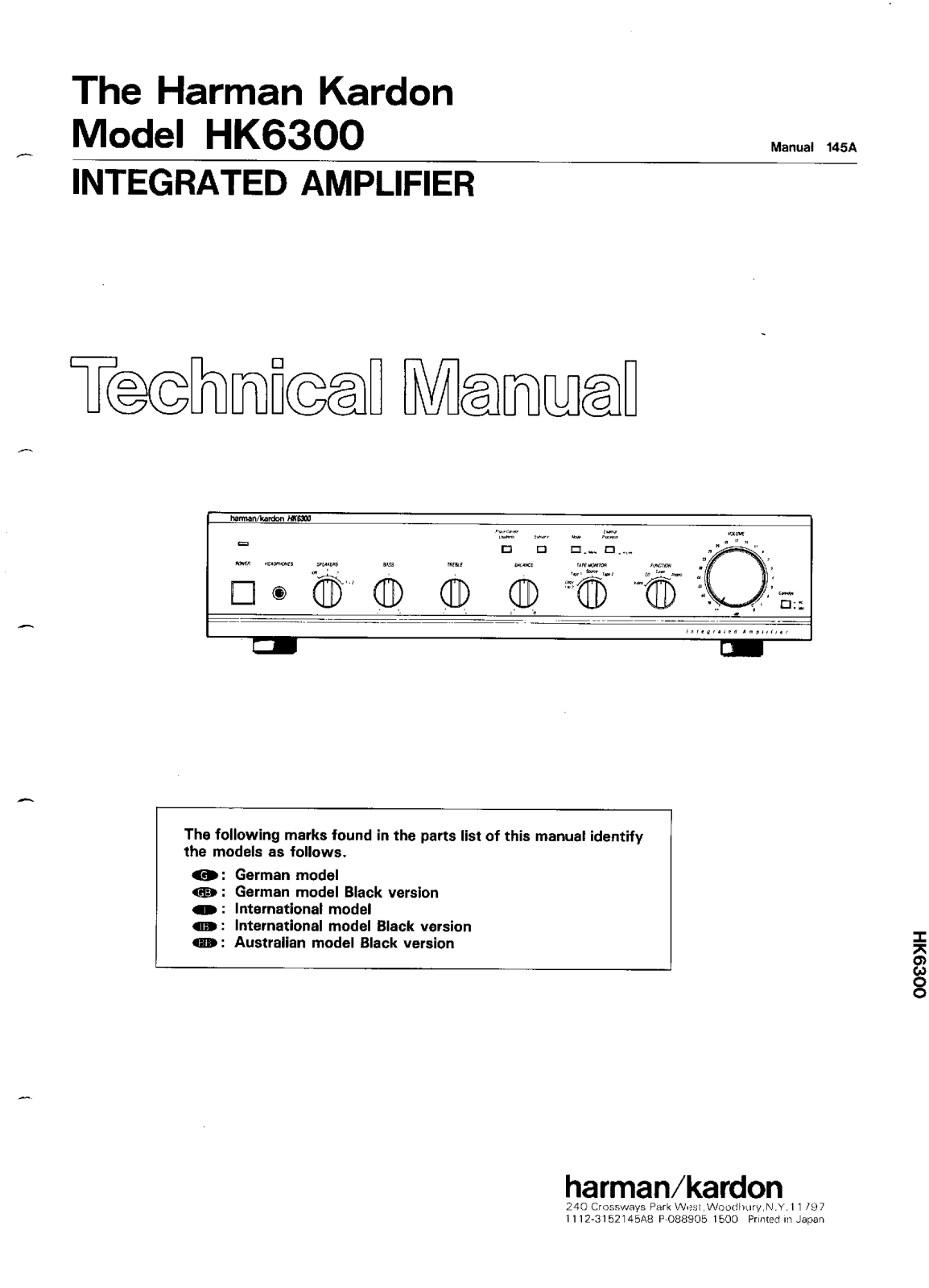 Harman Kardon HK-6300 Service manual