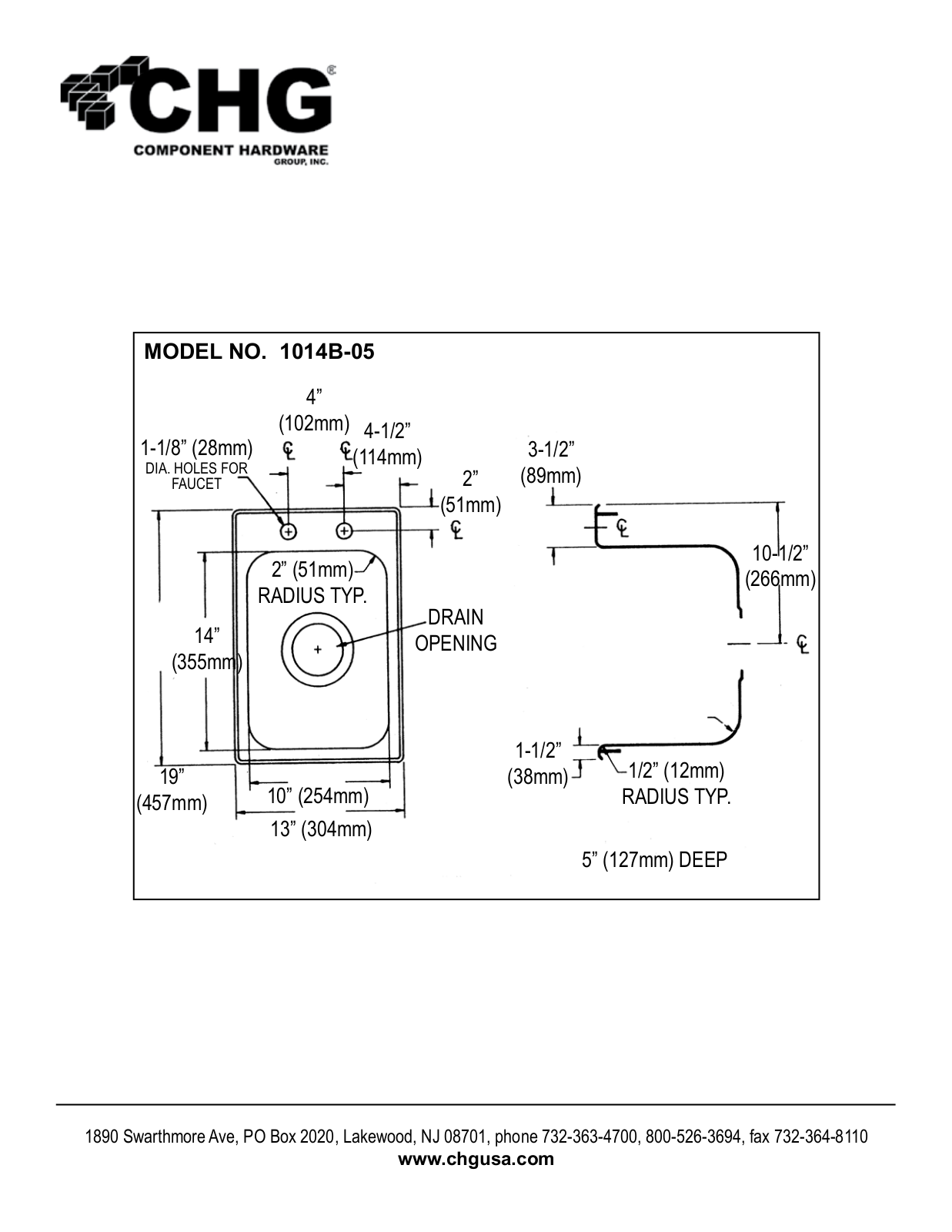 Component Hardware 1014B-05 User Manual