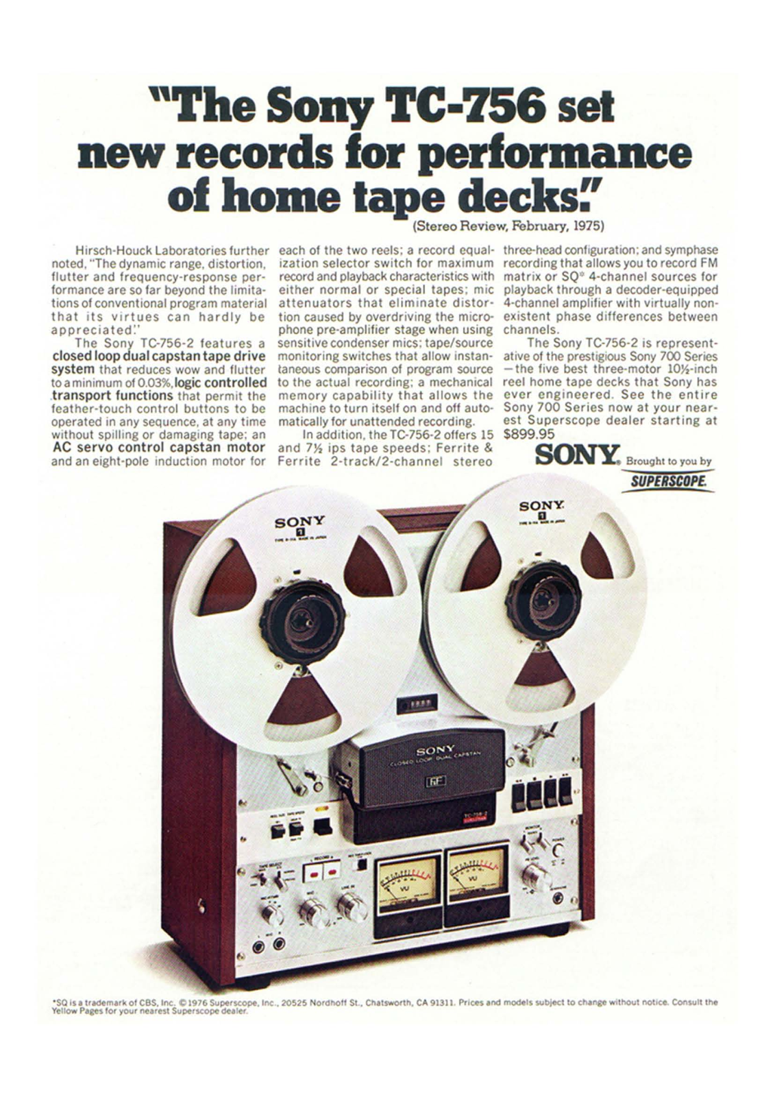 Sony TC-756 Brochure