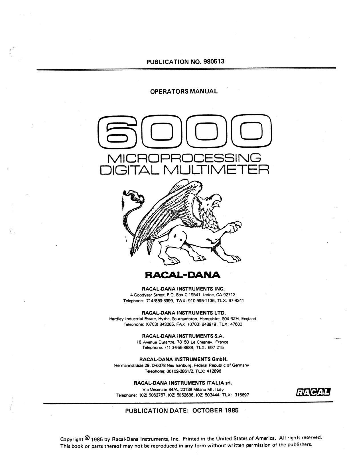 Racal 6000 service manual