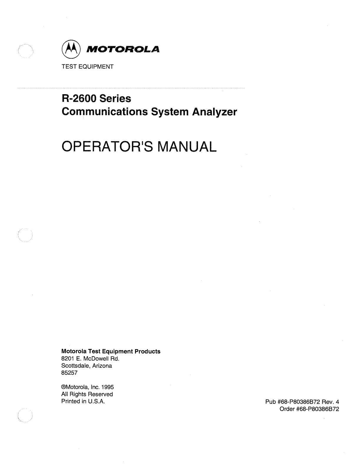 Motorola R-2600 Operator