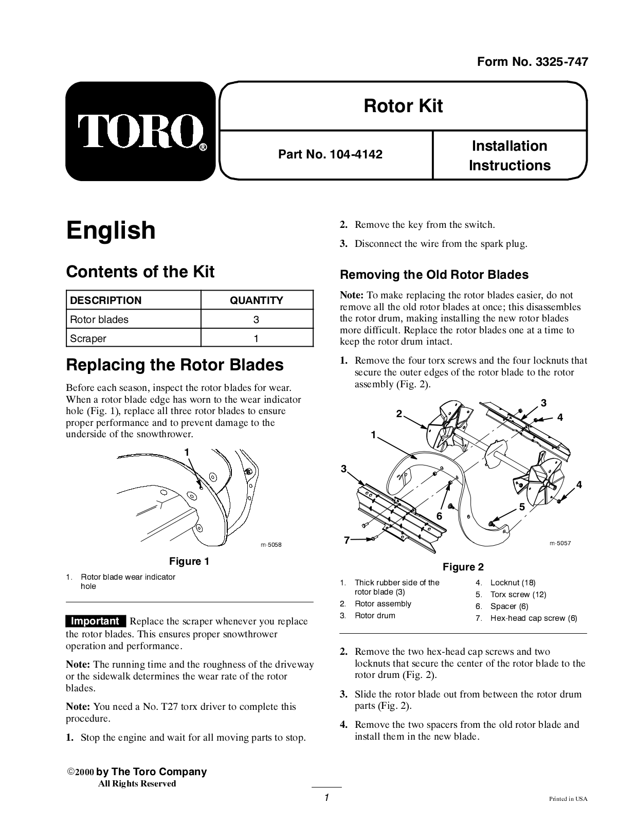 Toro 104-4142 Installation Instructions