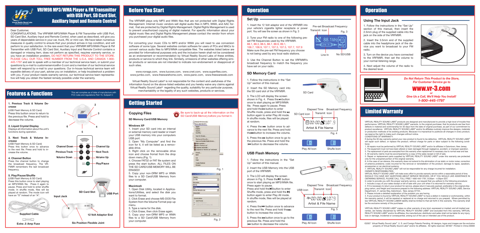 Roadmaster VRFM9R User Manual