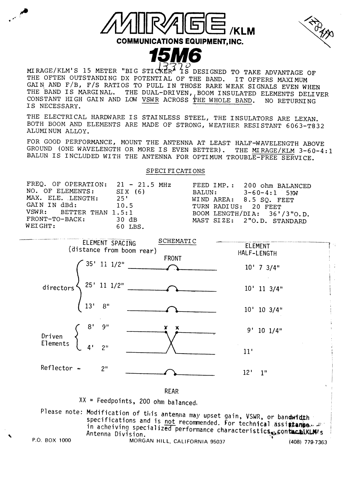 KLM 15M-6 Service manual