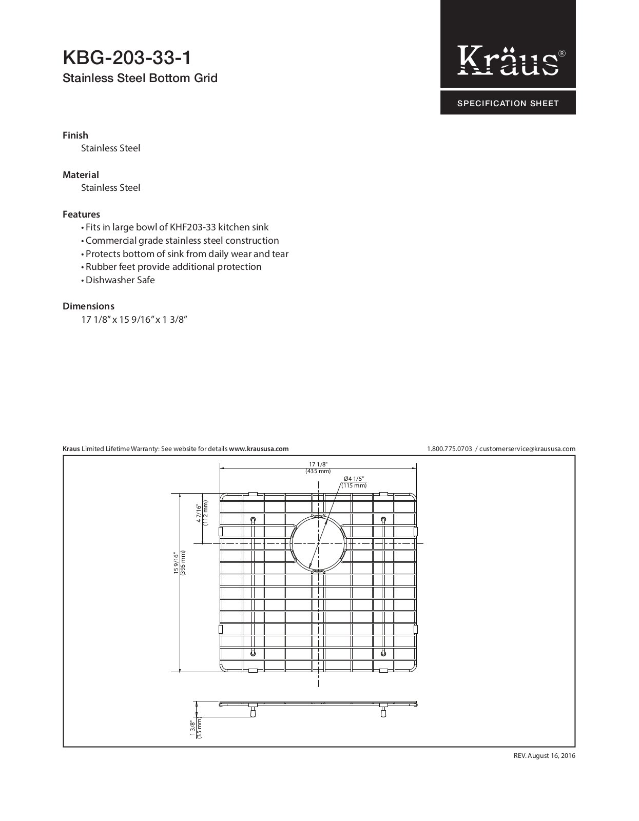 Kraus KUS3129 Specifications & Dimensions - ManualMachine.com