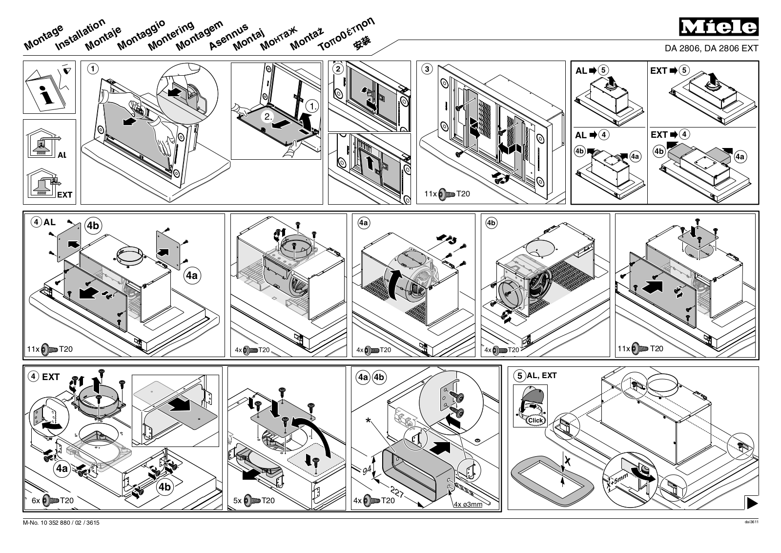 Miele DA 2806, DA 2806 EXT Assembly Instructions