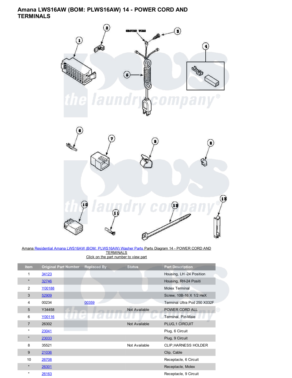 Amana LWS16AW Parts Diagram