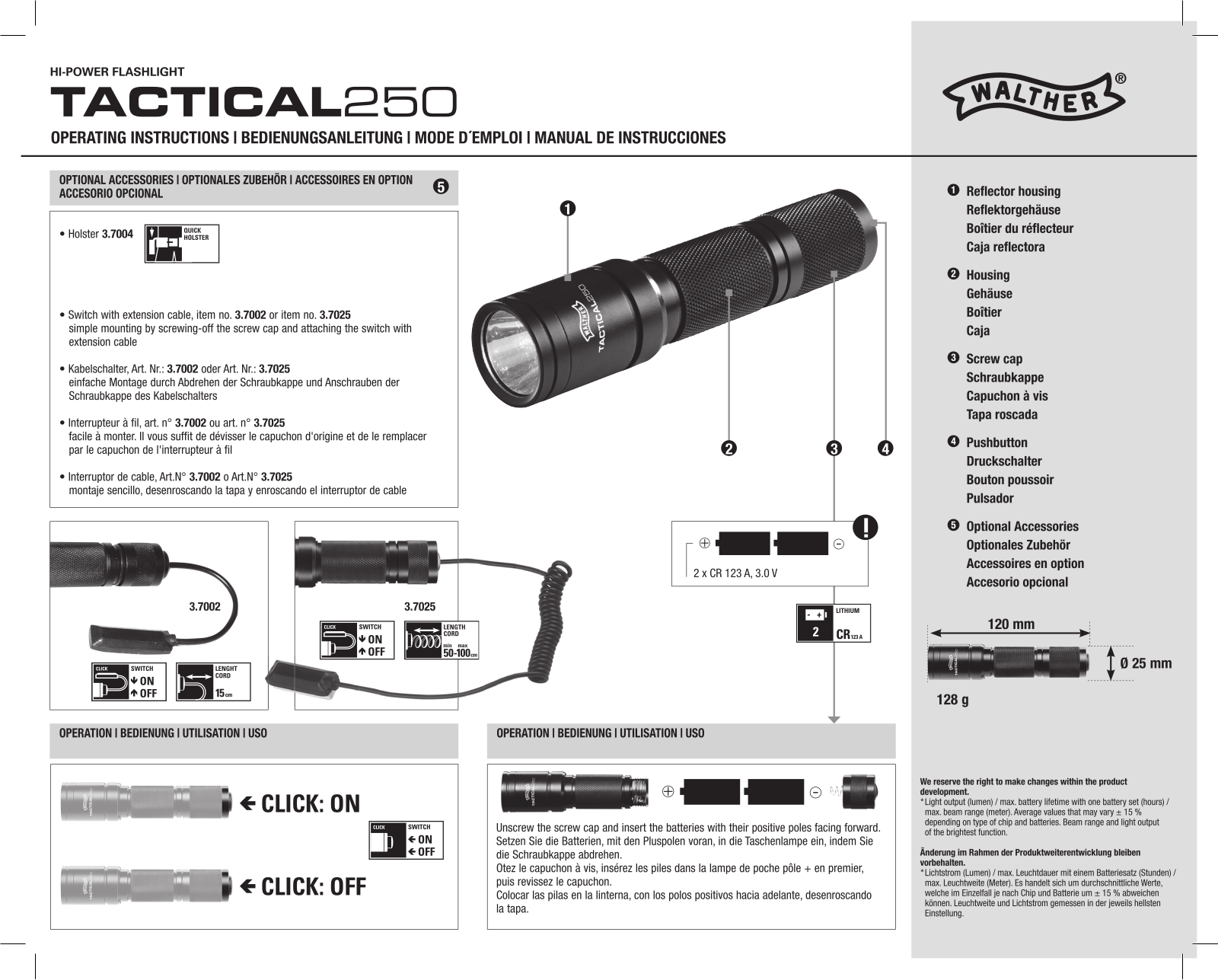 Walther Tactical 250 User Manual