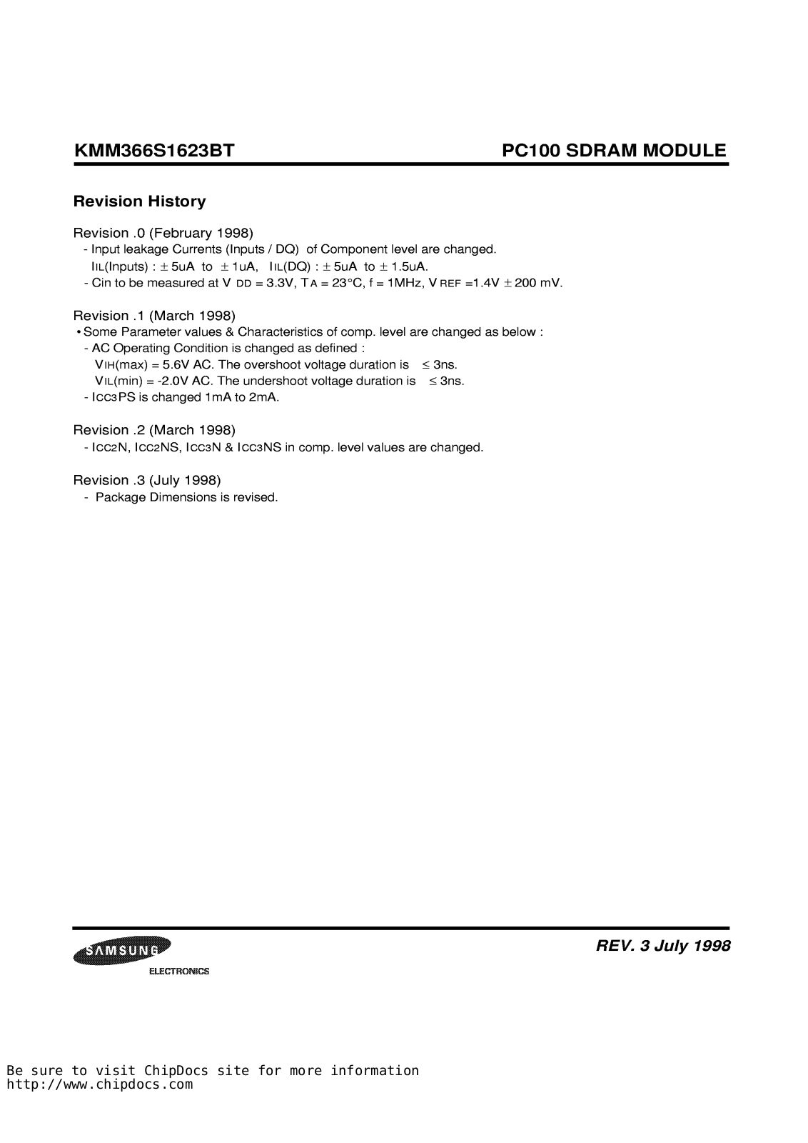 Samsung KMM366S1623BT-GL, KMM366S1623BT-GH, KMM366S1623BT-G8 Datasheet