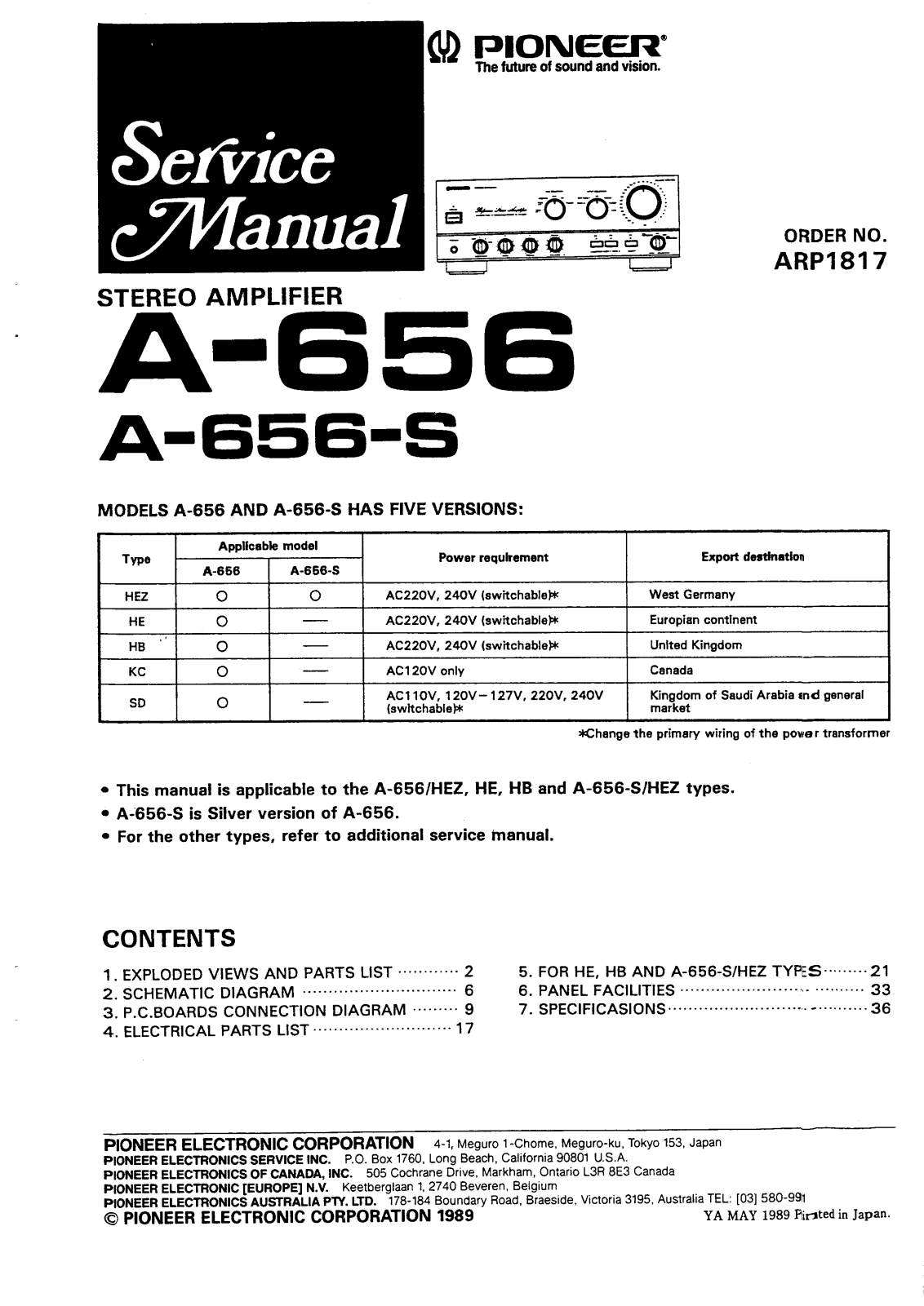 Pioneer A-656-S Service manual