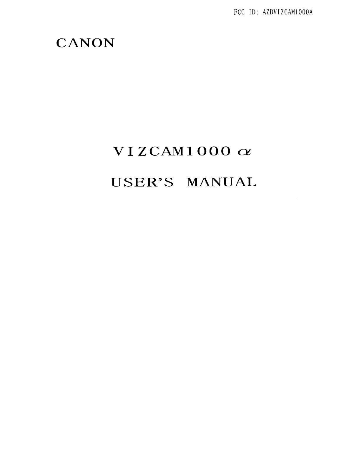 Canon VIZCAM1000A Users Manual