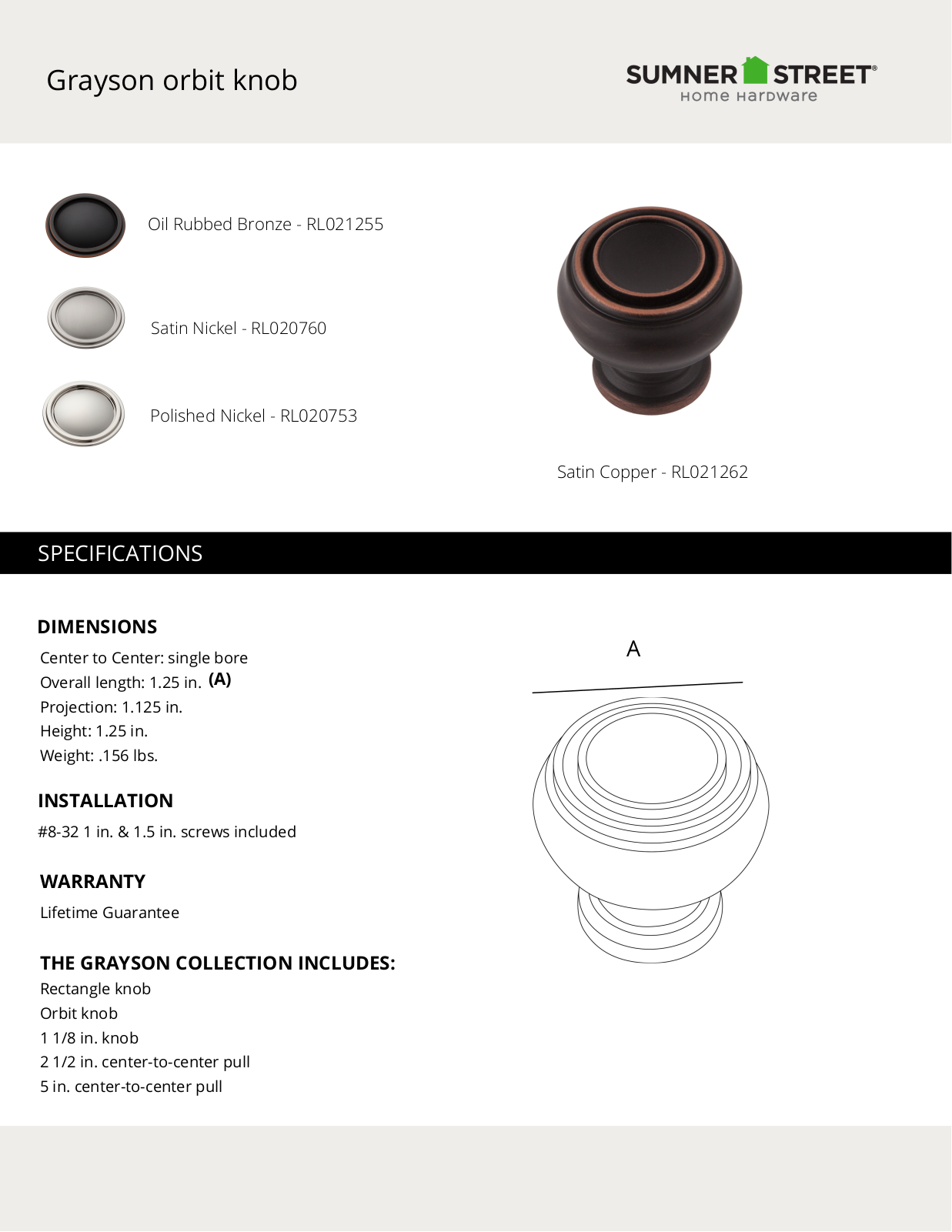 Sumner Street Home Hardware CTHD1048 Specifications - ManualMachine.com