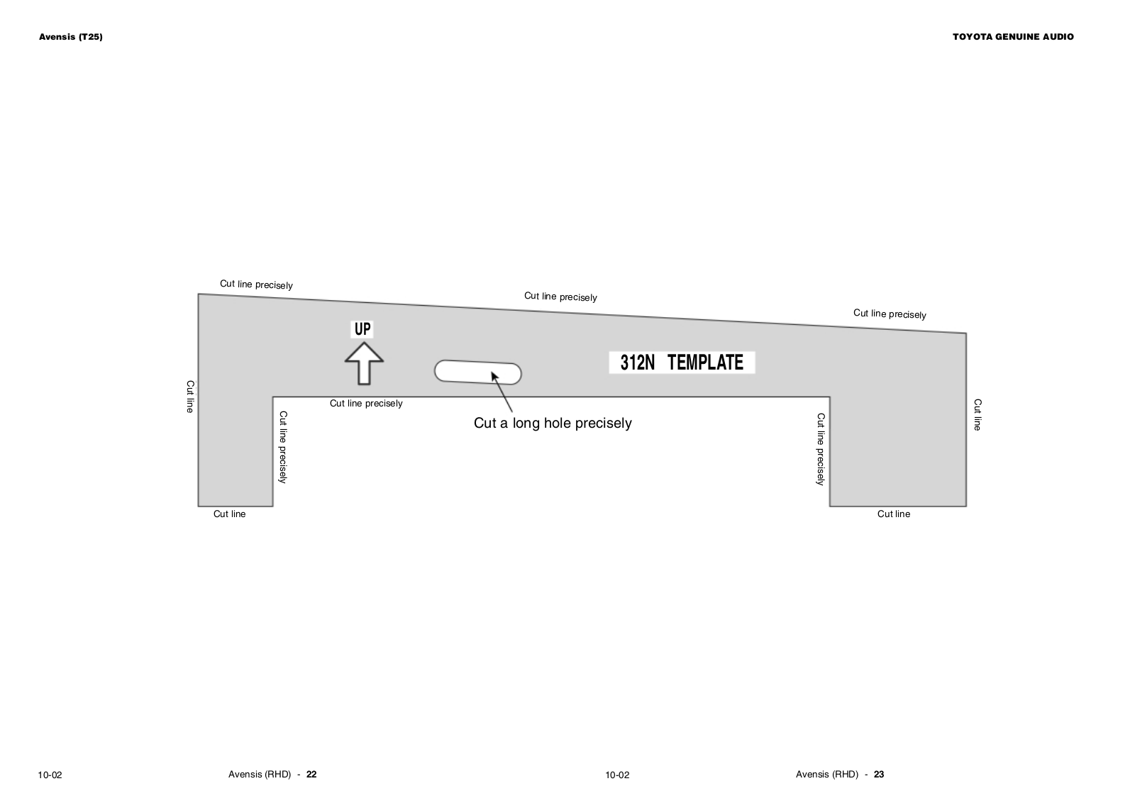 Toyota Avensis Audio Template For CD IN Dash Rhd 2003 Owner's Manual