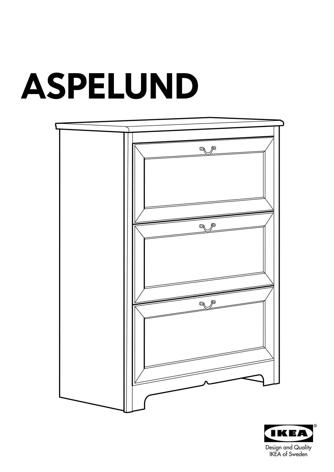 IKEA ASPELUND 3 DRAWER CHEST 34X43