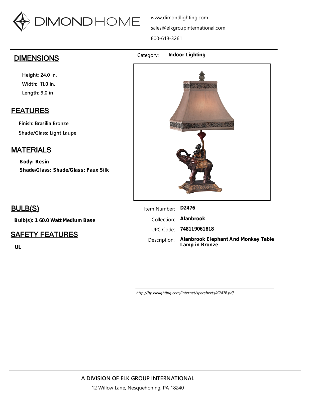 ELK Home D2476 User Manual