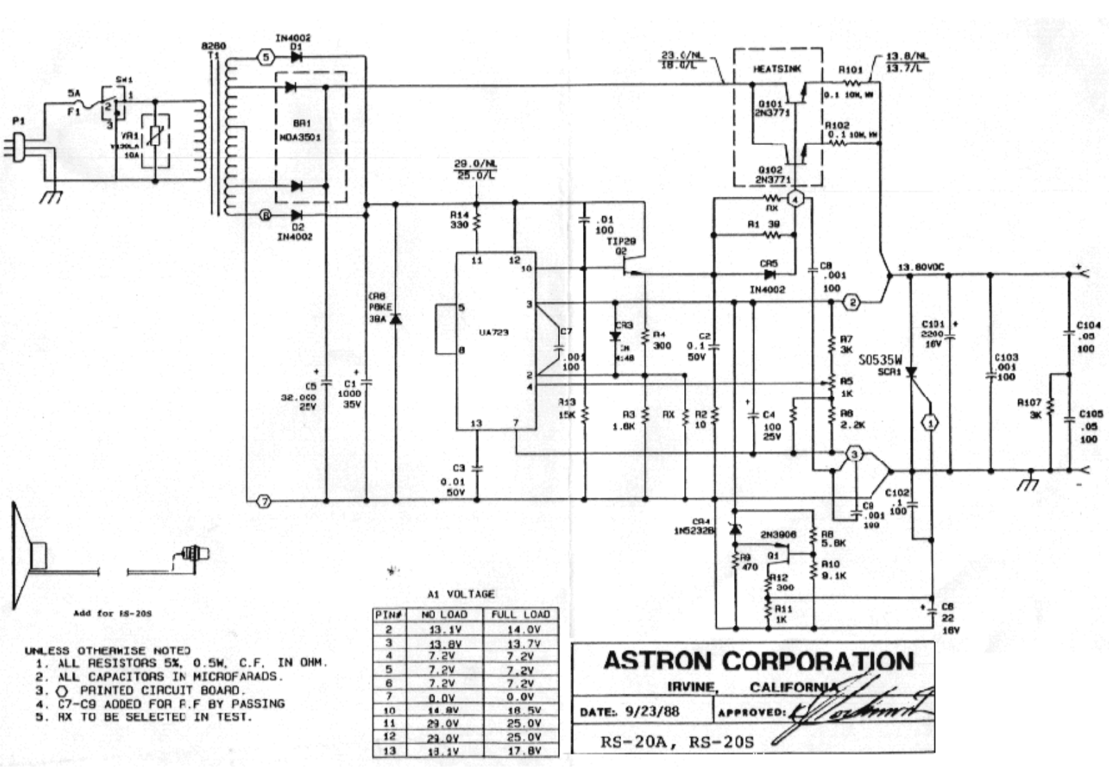 Astron rs 20a, rs 20s schematic