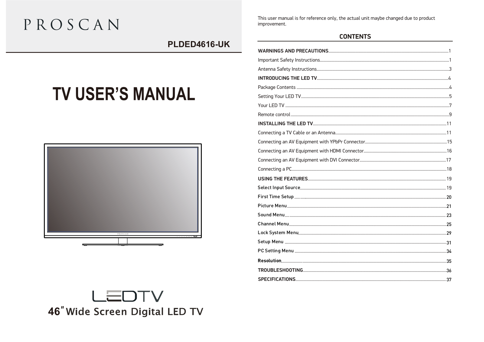 Curtis PLDED4616-UK User Manual