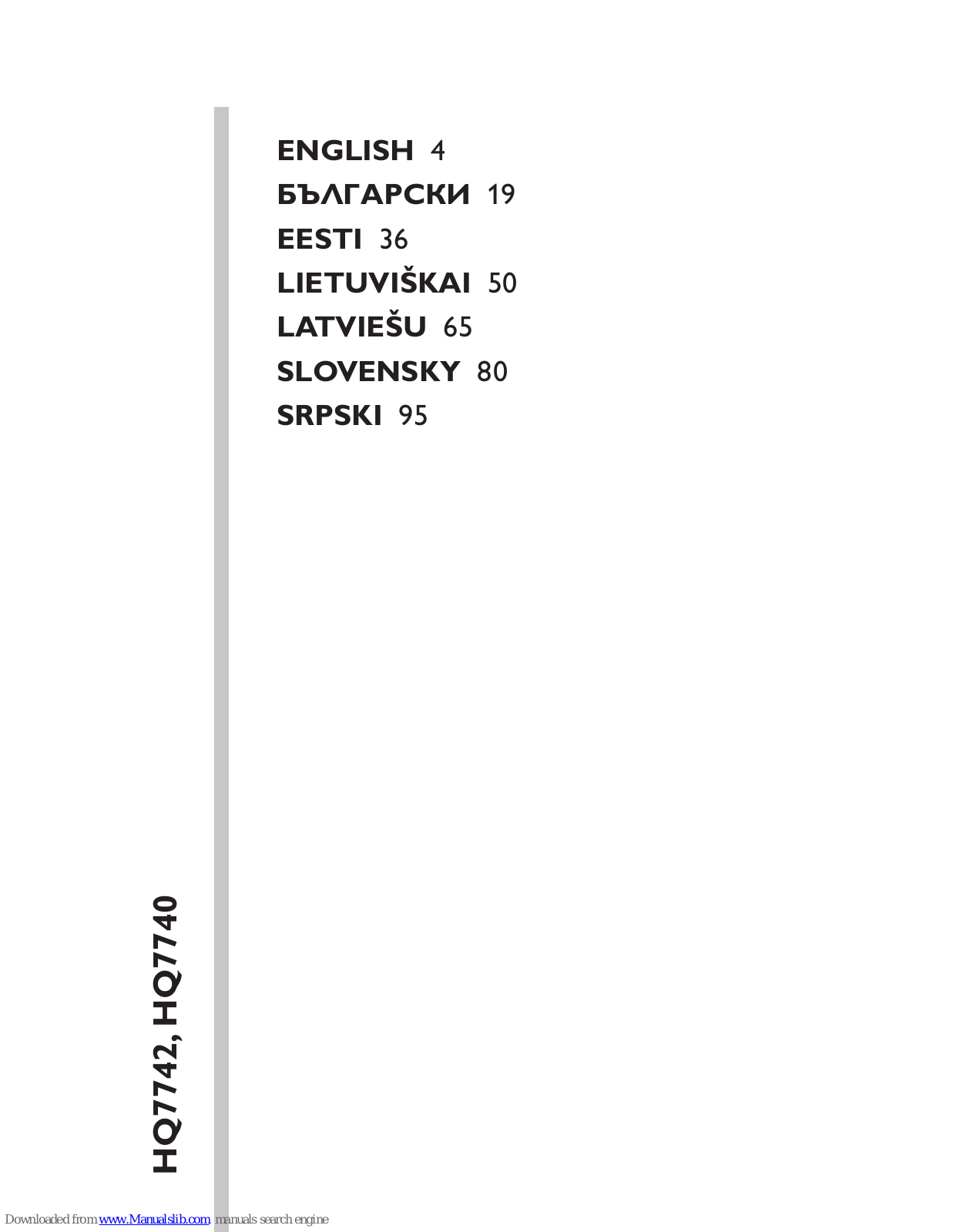 Philips HQ7742/16, HQ7742/33, HQ7740/19, HQ7740/16, HQ7740/33 User Manual