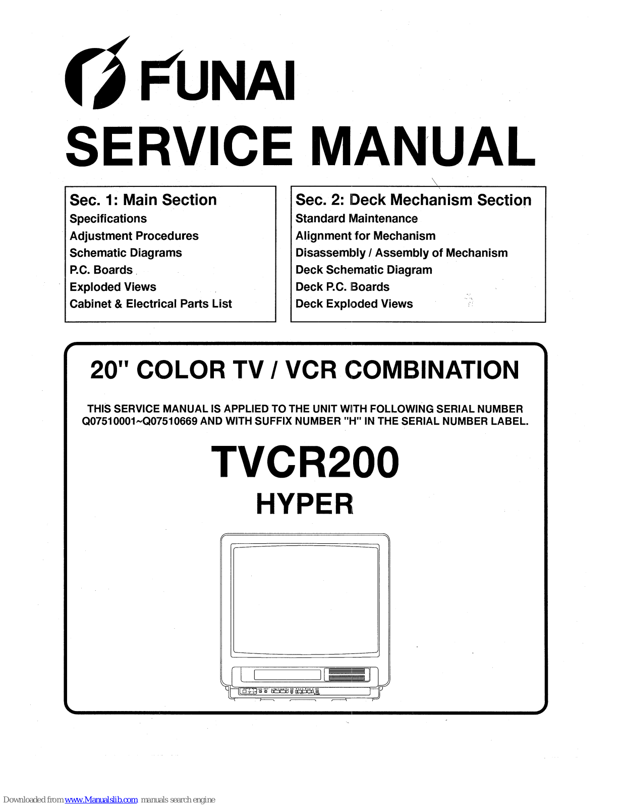 FUNAI TVCR200 HYPER Service Manual