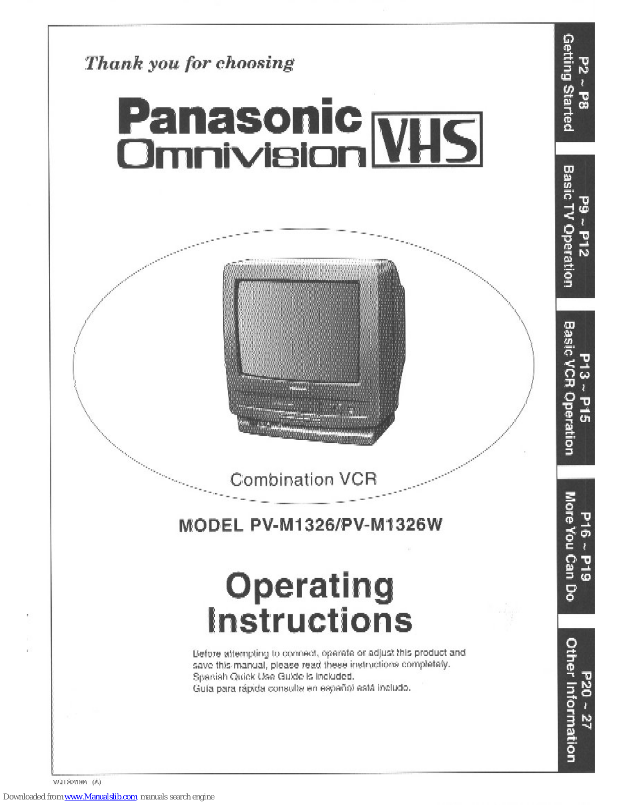 Panasonic OmniVision PV-M1326, OmniVision PV-M1326W User Manual