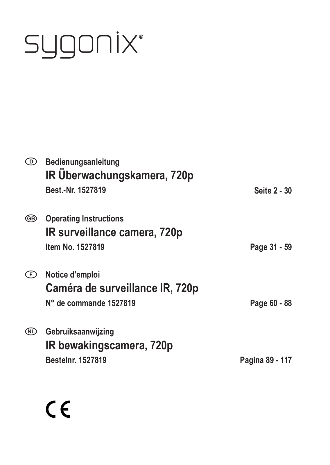 Sygonix IR 720p Operating instructions