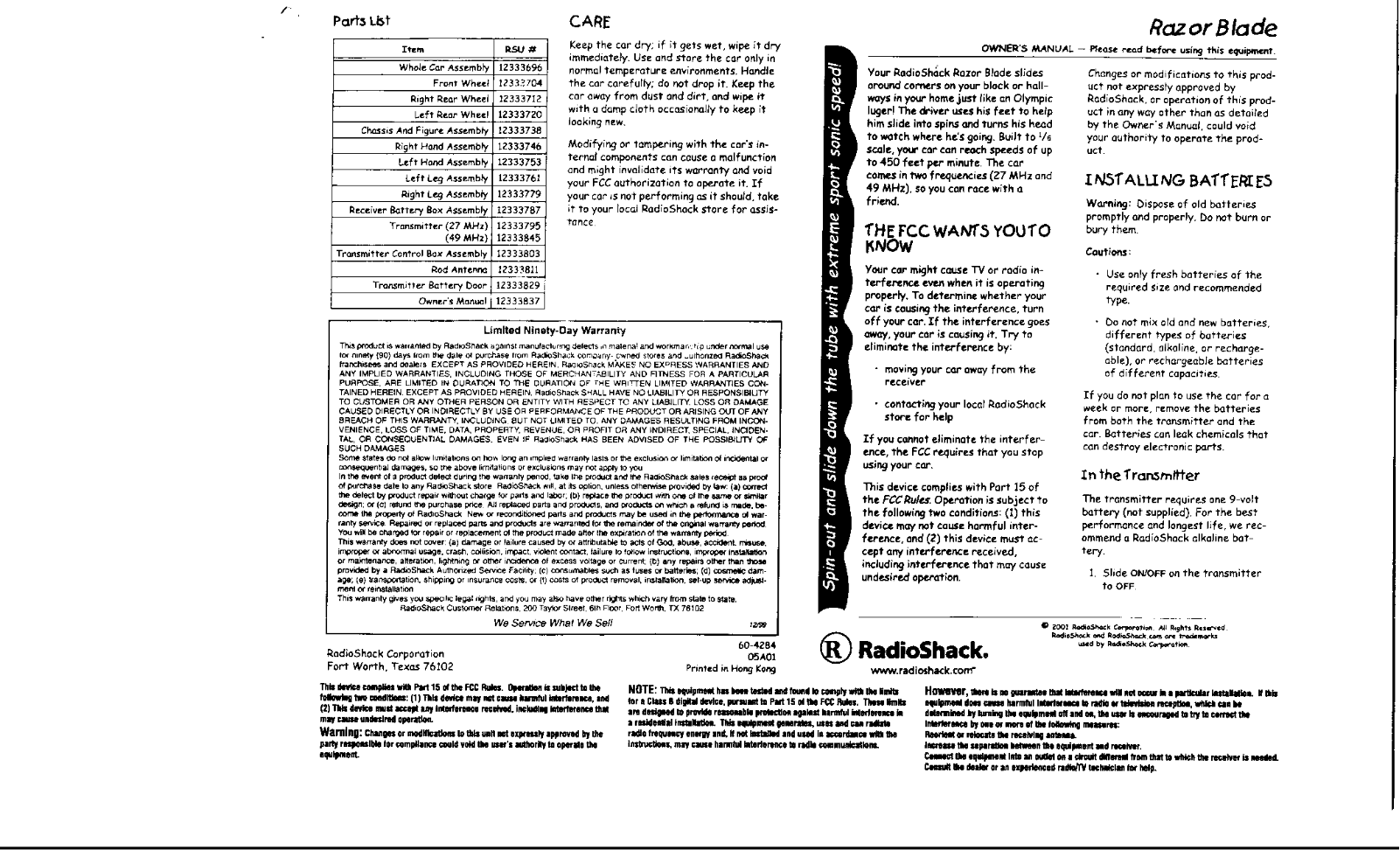 Radio Shack 6004284T User Manual