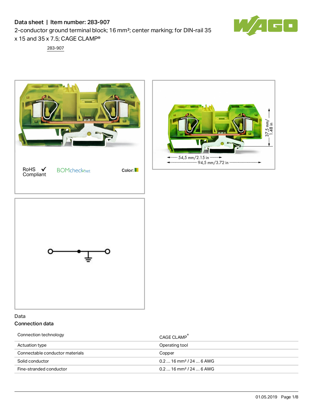 Wago 283-907 Data Sheet