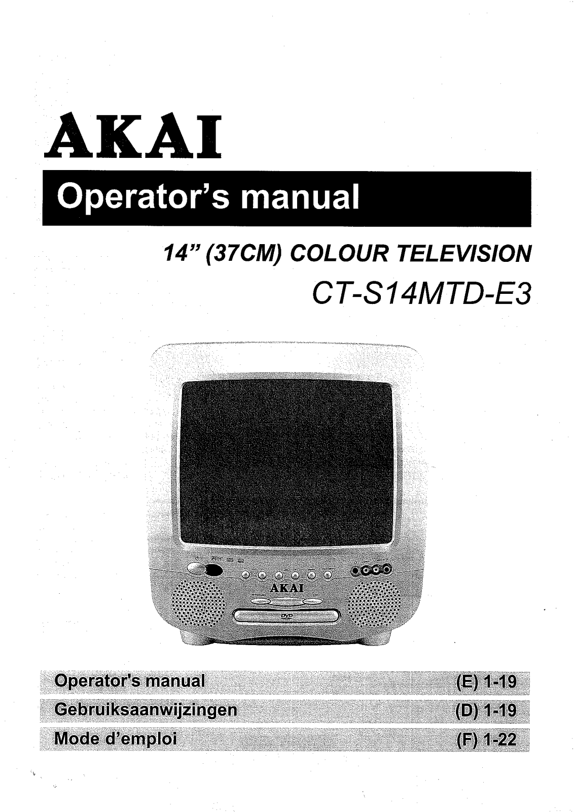 Akai CTS14MTD Operators Manual