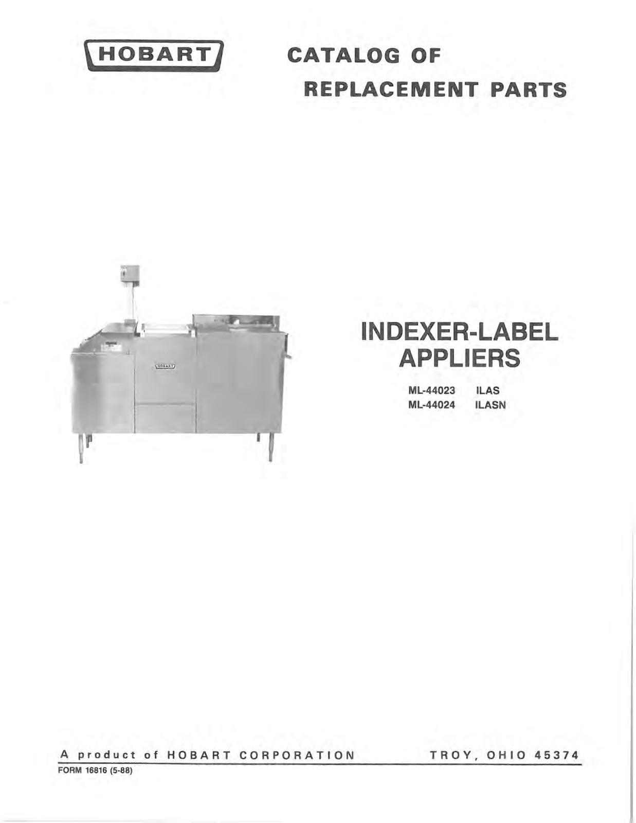 Hobart ILASN Parts Manual