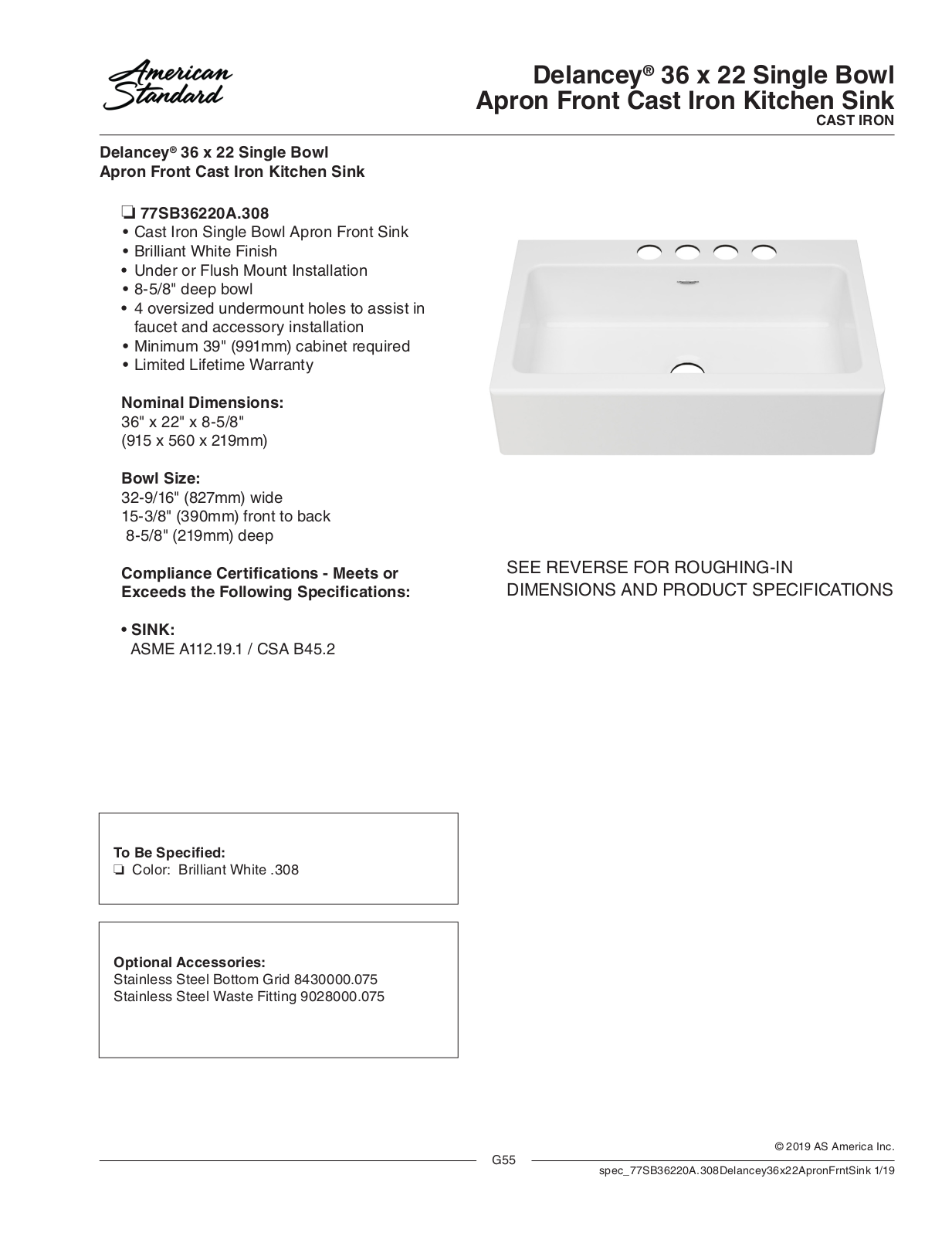 American Standard 77SB36220A.308 User Manual