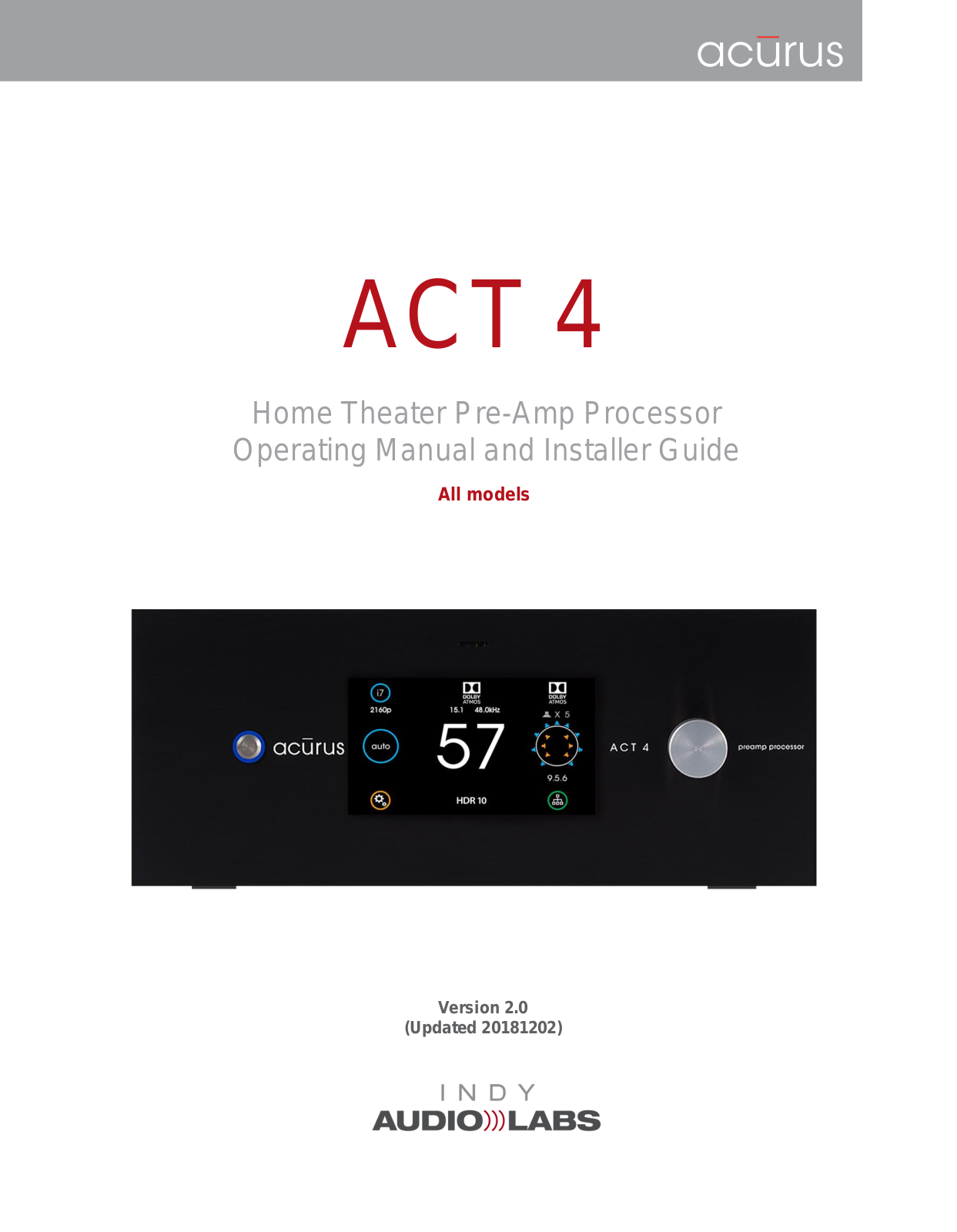 Acurus ACT 4 User guide - ManualMachine.com