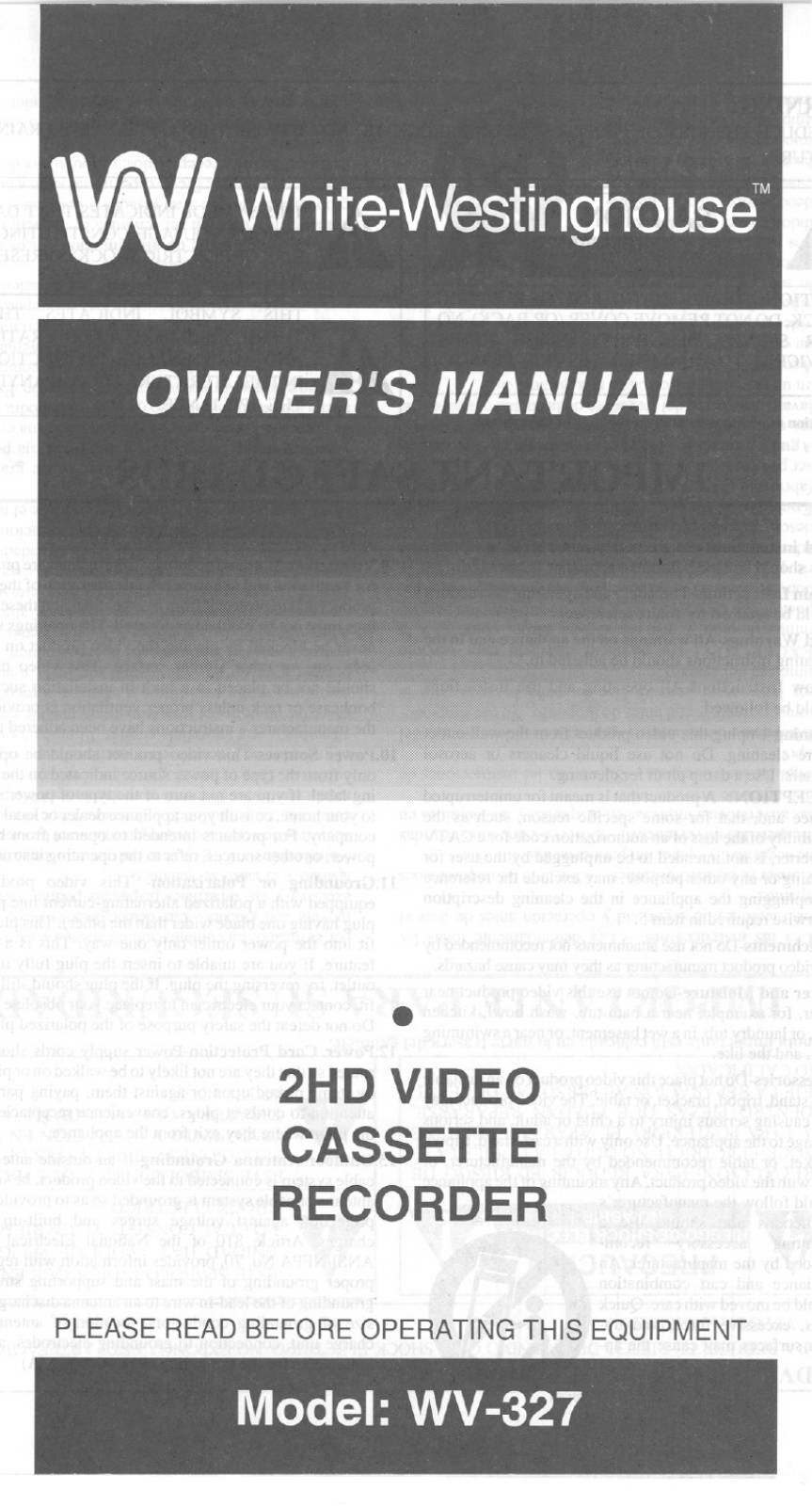 Funai WV327 User Manual