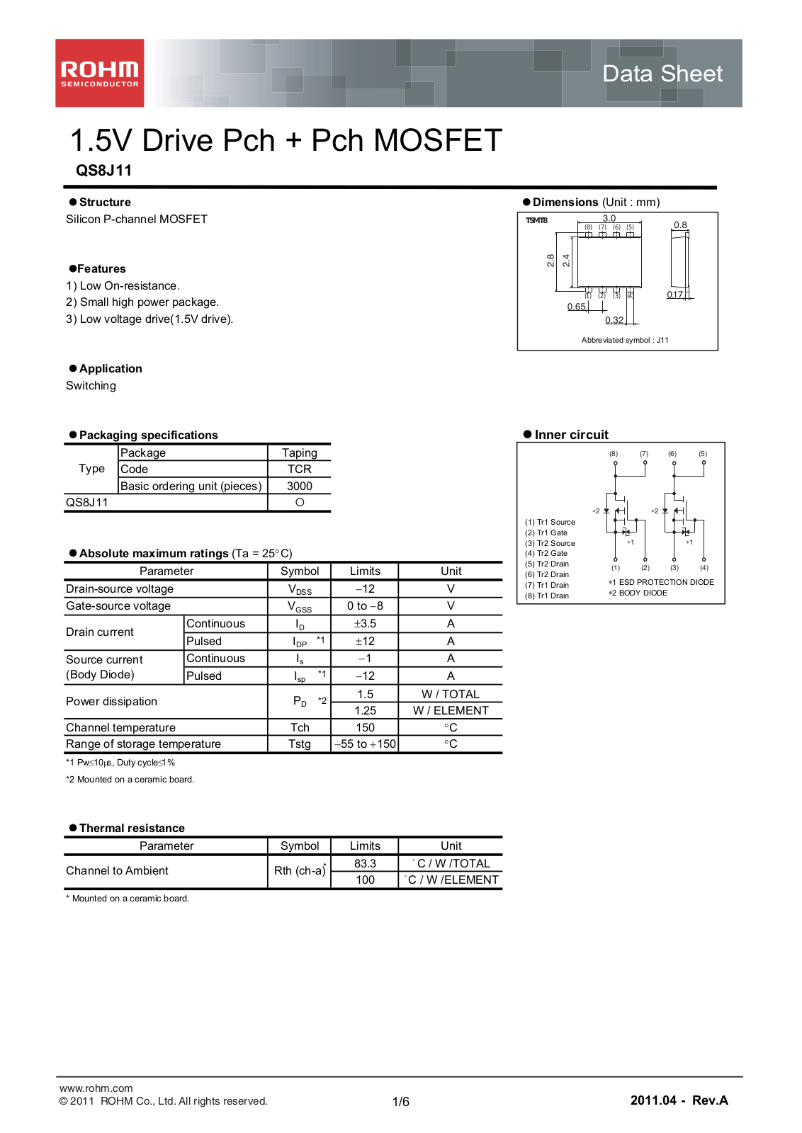 ROHM QS8J11 Technical data