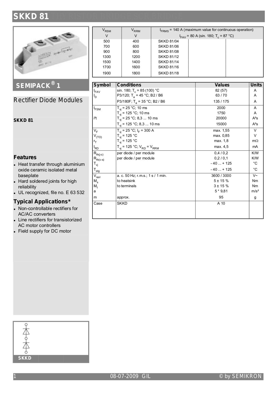 Datasheet SKKD81 DataSheet (Semikron) - ManualMachine.com