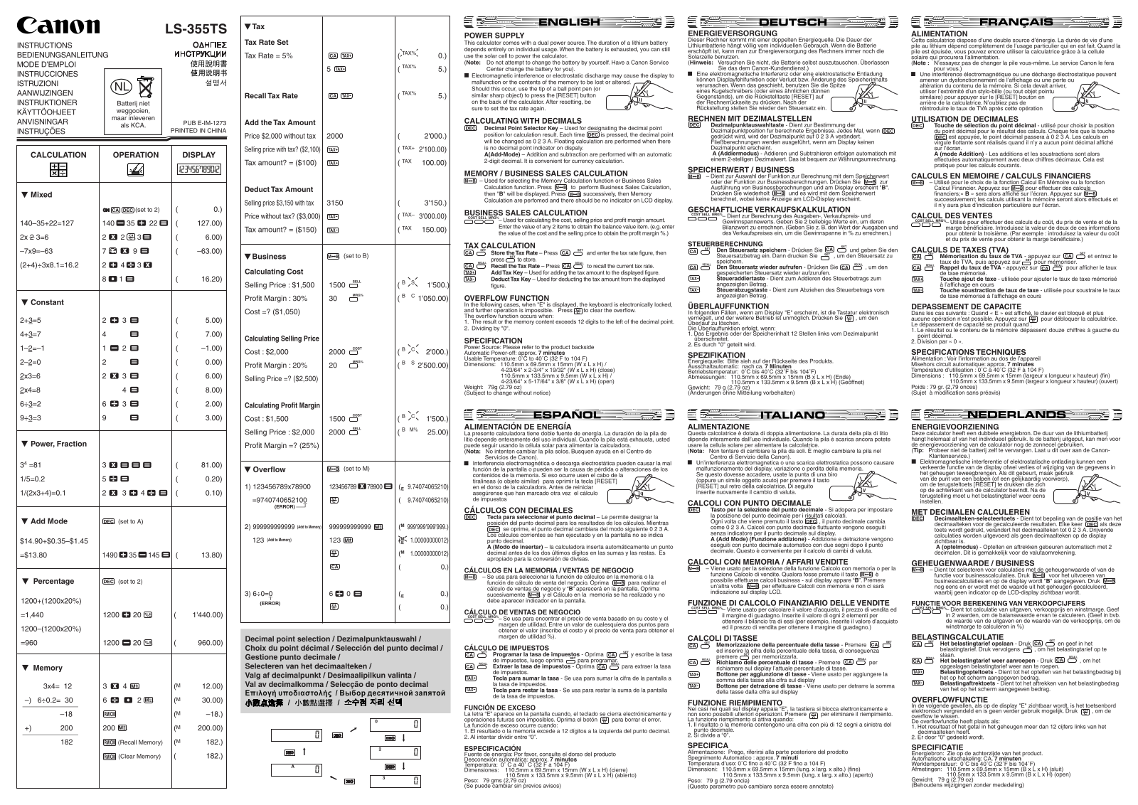 Canon LS355TS User guide