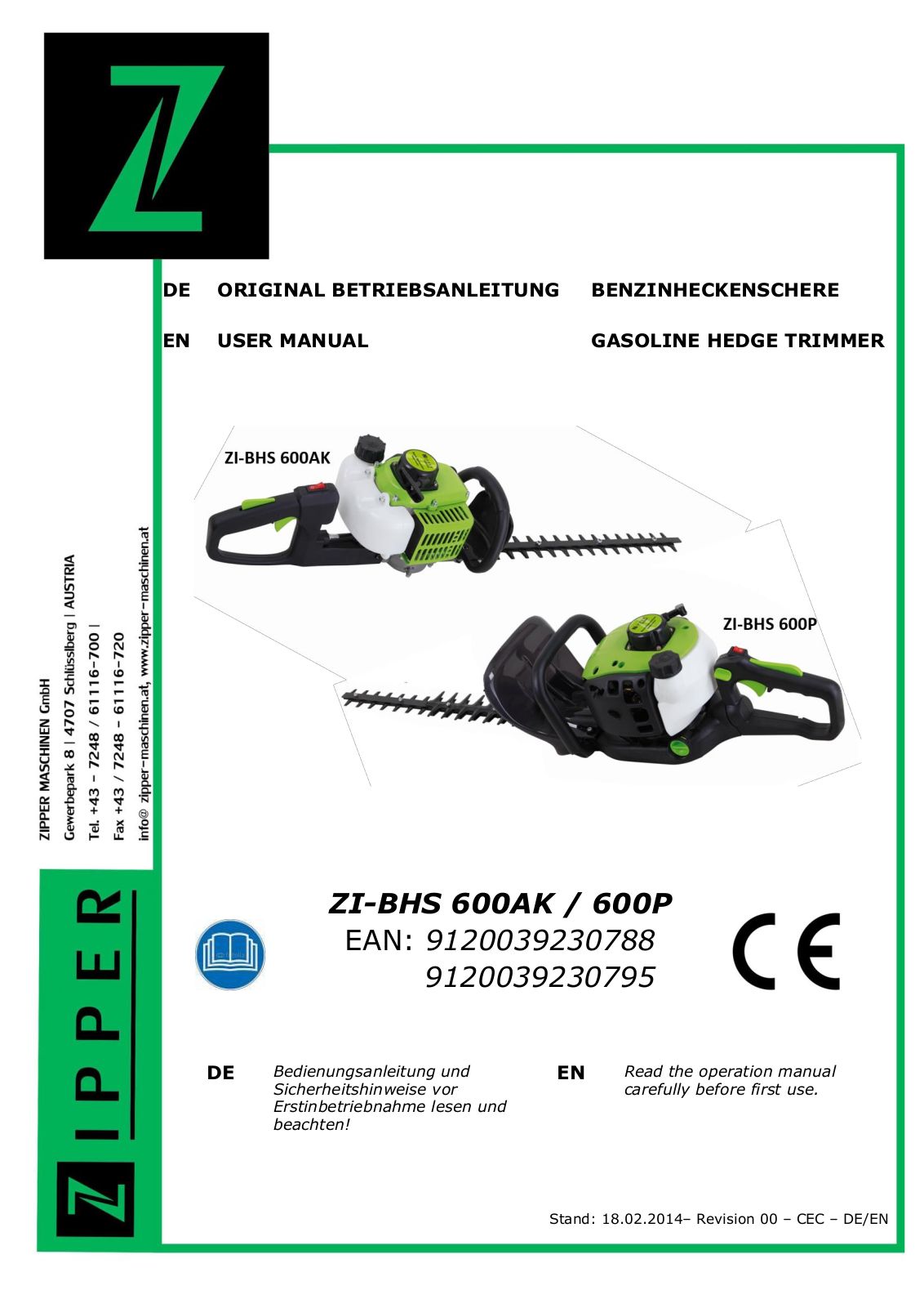 Zipper ZI-BHS600AK, ZI-BHS600P User manual