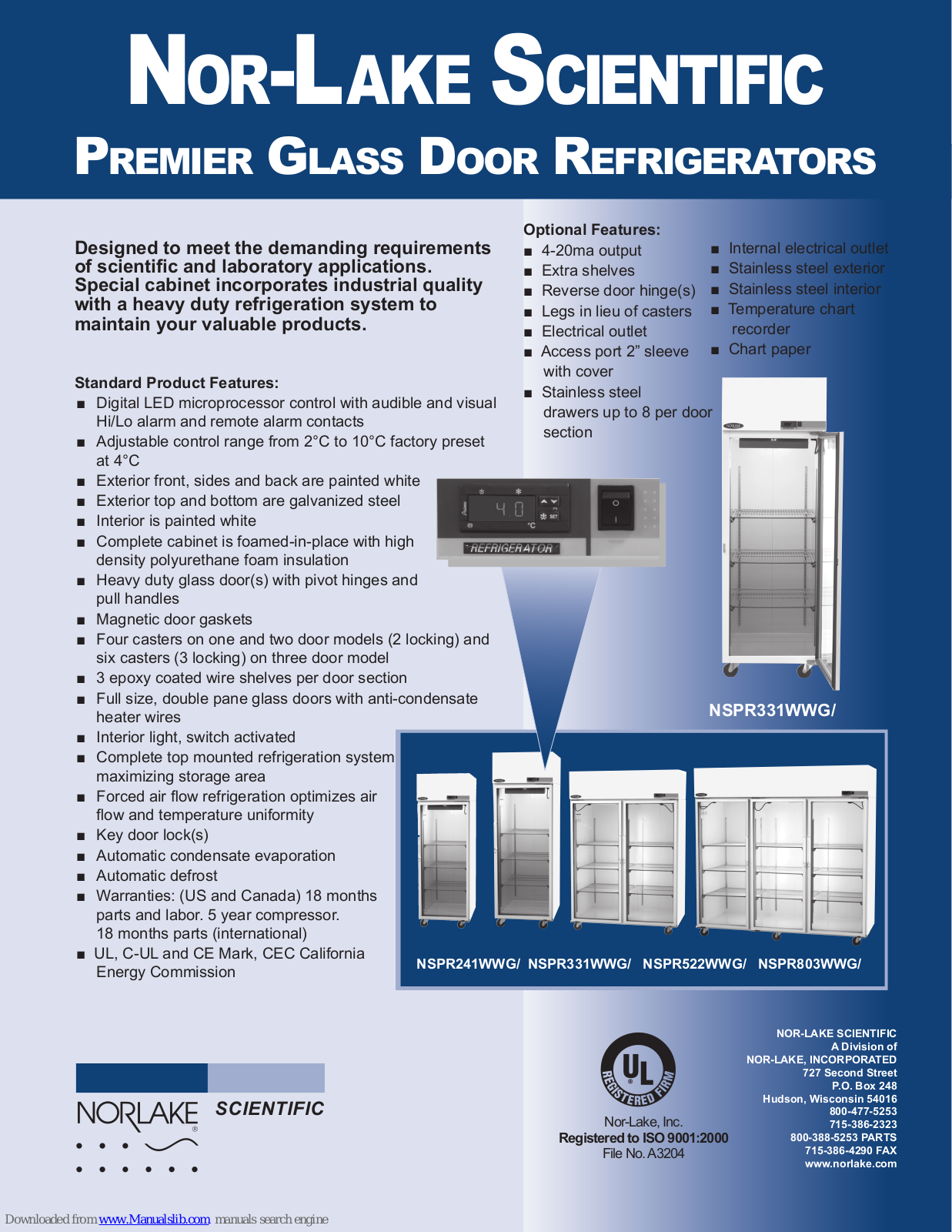 Norlake NSPR241WWG/5, NSPR331WWG/0, NSPR522WWG/0, NSPR803WWG/8, NSPR331WWG/5 Specifications