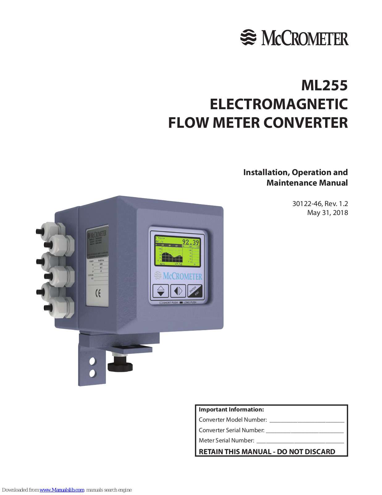 McCrometer ML255 Maintenance Manual - ManualMachine.com