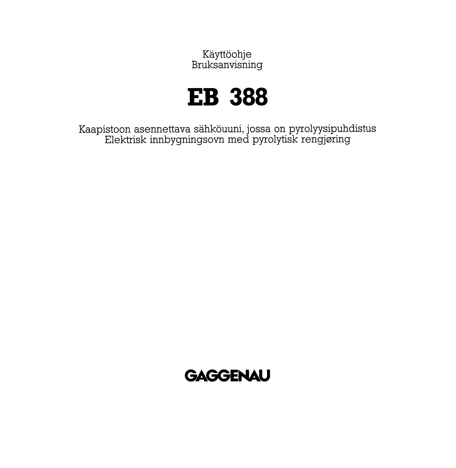 Gaggenau EB388210, EB388110 User Manual