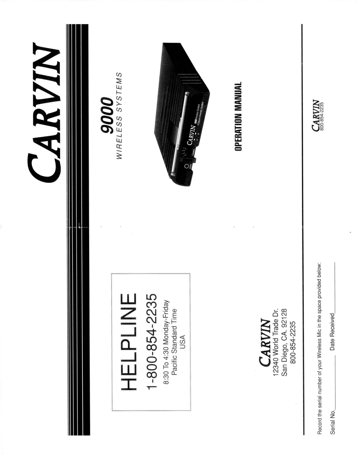 Carvin 9000 Owner's Manual