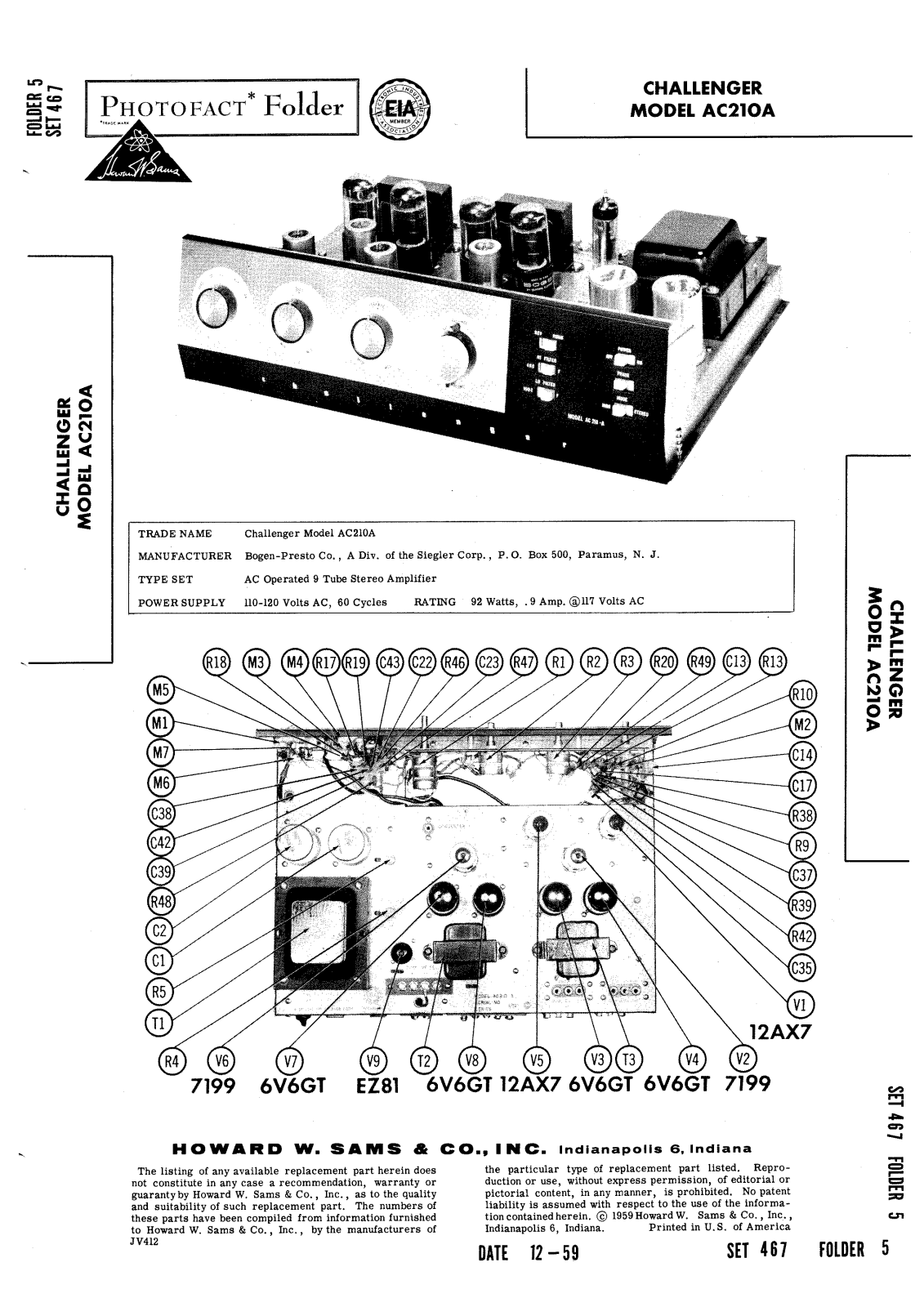 Bogen AC210A Service Manual