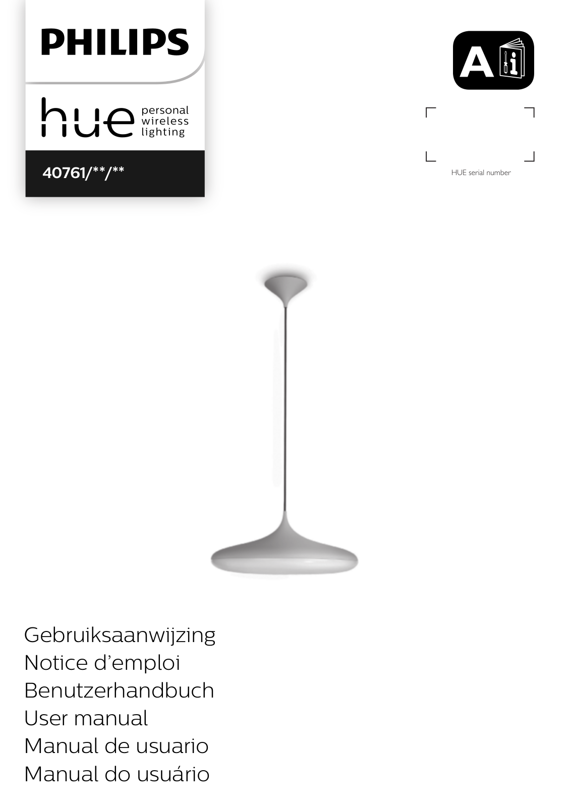 Philips Cher hanglamp White Ambiance Wit, Cher hanglamp White Ambiance Zwart User manual