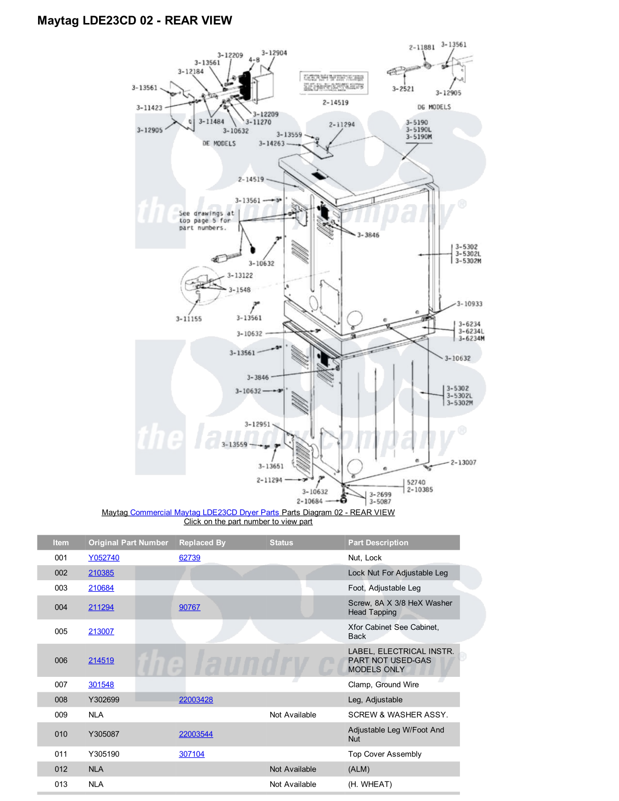 Maytag LDE23CD Parts Diagram