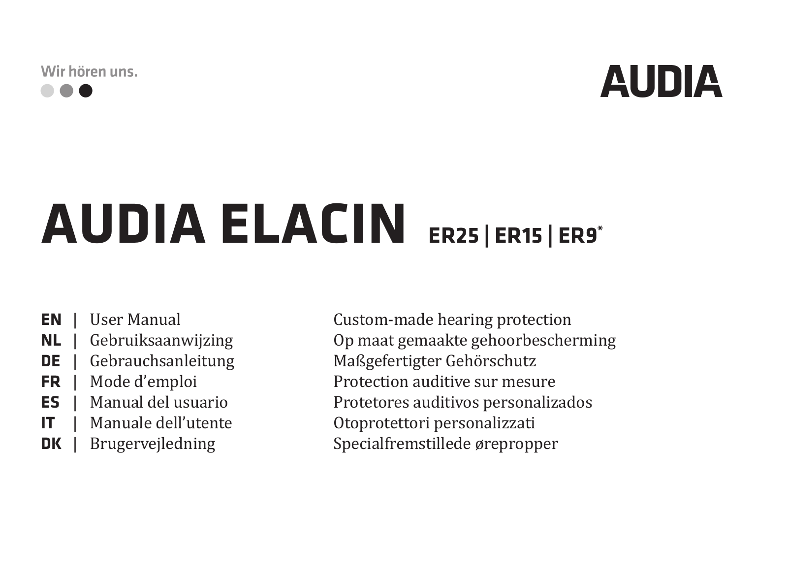 Elacin Audia ER25, Audia ER15, Audia ER9 User Manual