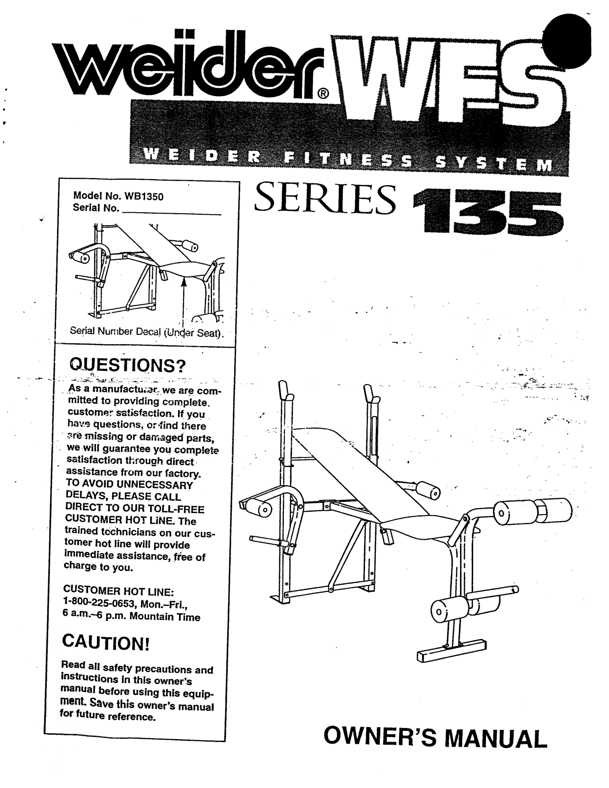 Weider WFS 135 Owner's Manual