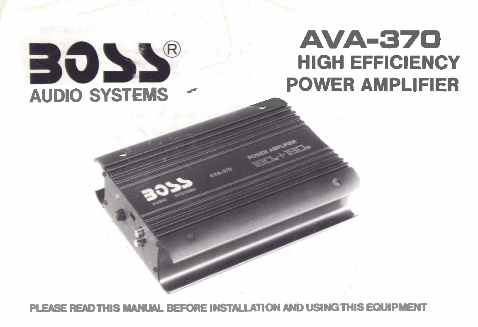 BOSS AVA 370 User Manual